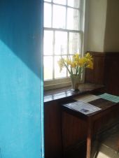 East Church doorway with day lilies